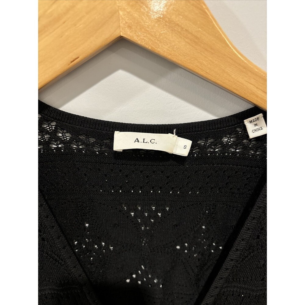 ALC black Sheer Knit Dress Size S - Picture 3 of 7